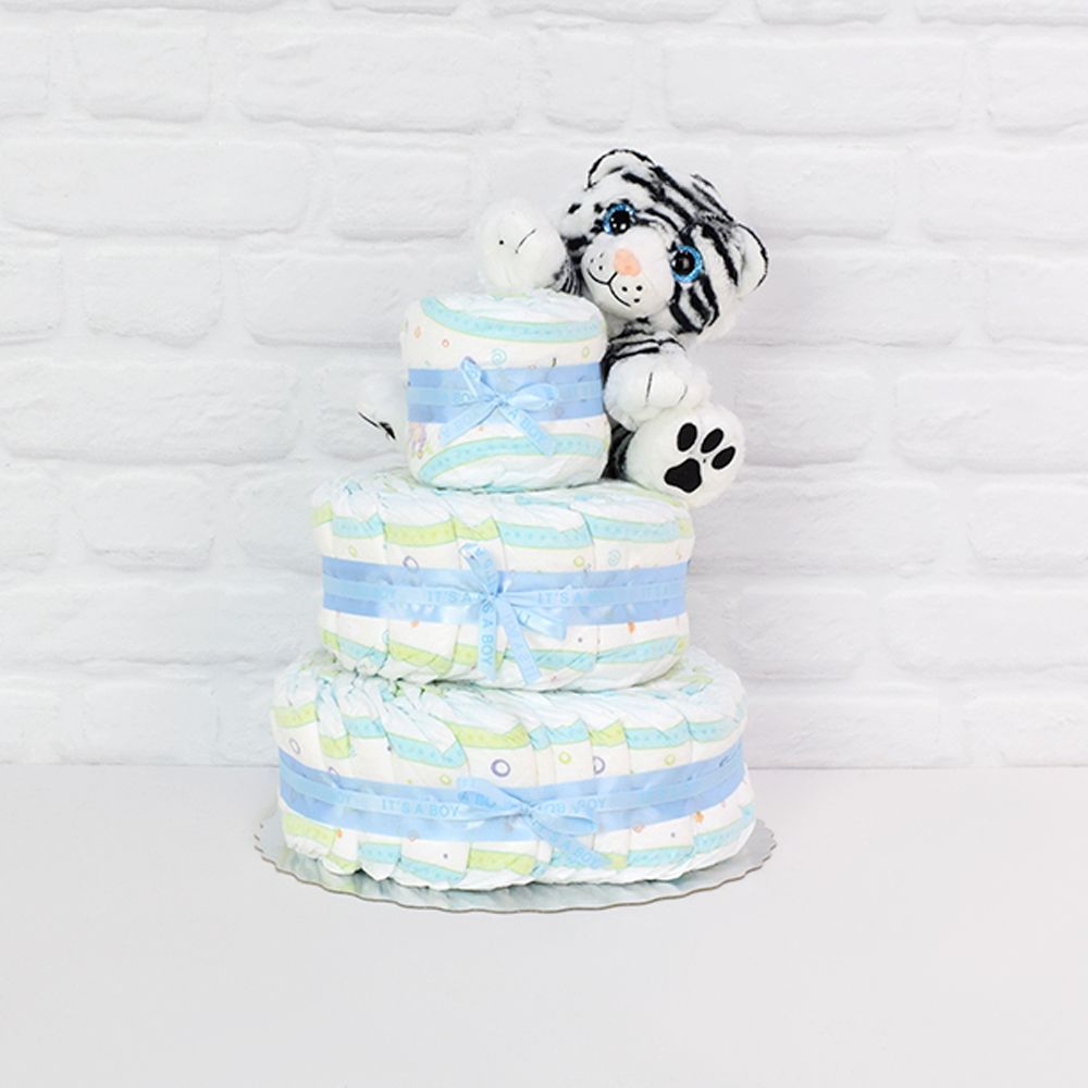 Diapers &amp; Plush Tiger Gift Set from Rhode Island Baskets - Rhode Island Delivery
