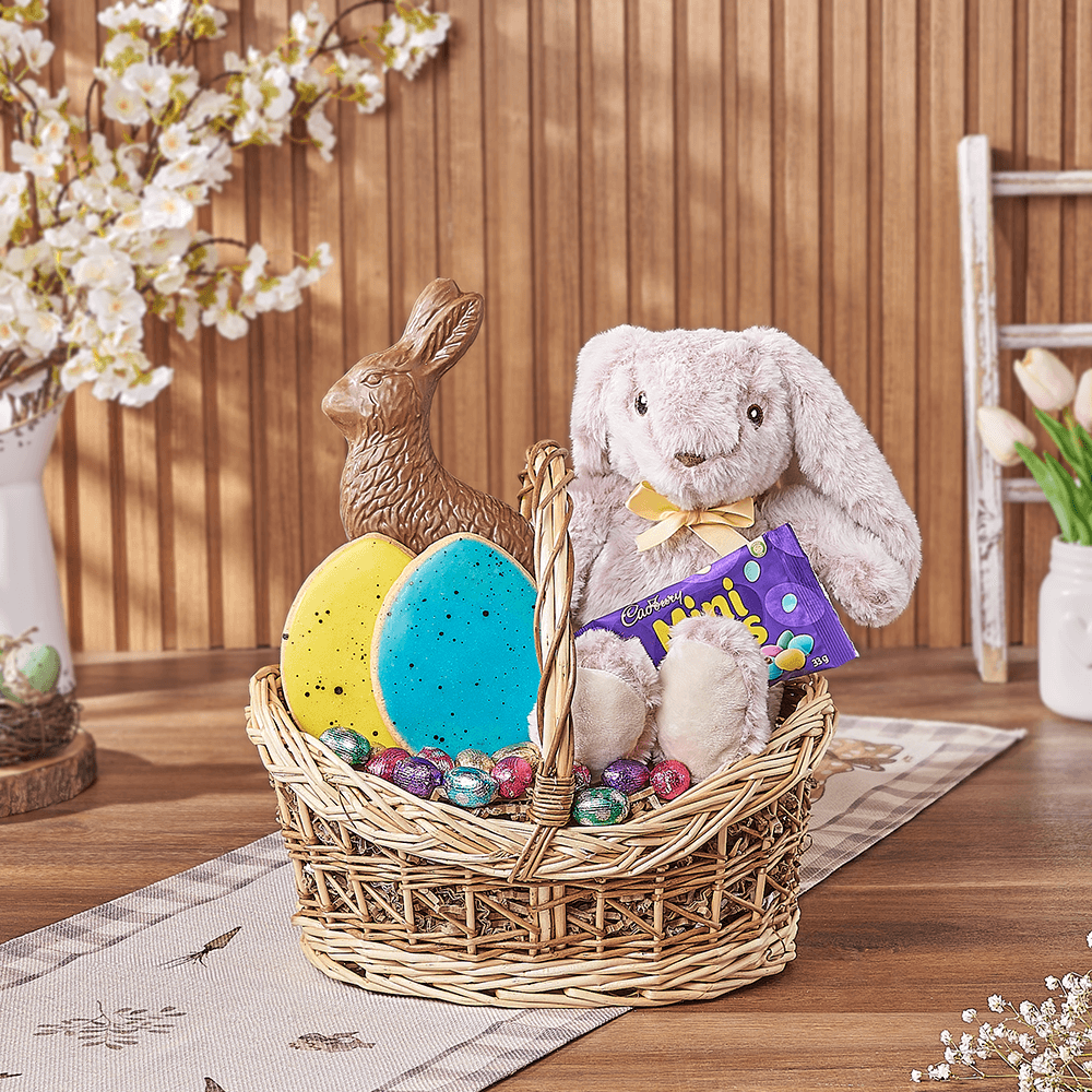 Easter Bunny Chocolate Treat Basket, plush gift, plush, chocolate gift, chocolate, easter gift, easter, Rhode Island delivery