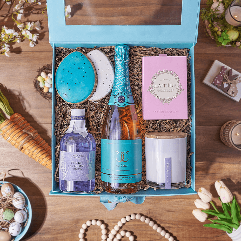 Easter Spa &amp; Champagne Box, spa gift, spa, champagne gift, champagne, sparkling wine gift, sparkling wine, Rhode Island delivery