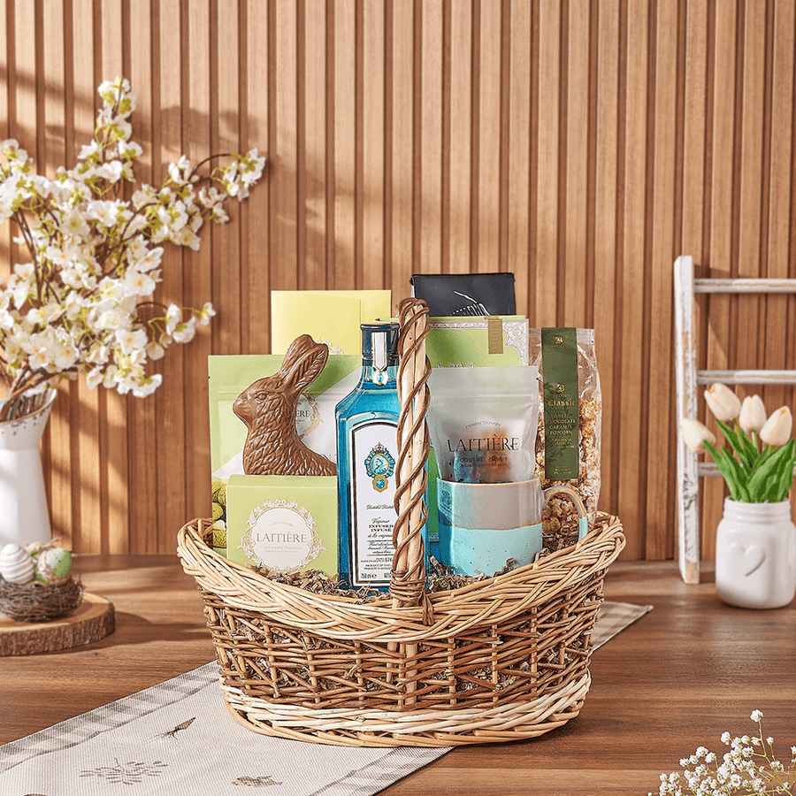 Easter Spirits & Coffee Basket, easter gift, easter, liquor gift, liquor, chocolate gift, chocolate, coffee gift, coffee, Rhode Island delivery