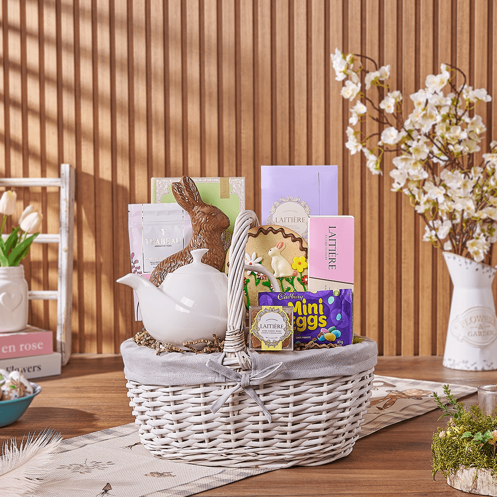 Easter Tea Party Gift Basket, tea gift, tea, chocolate gift, chocolate, easter gift, easter, easter basket, Rhode Island delivery