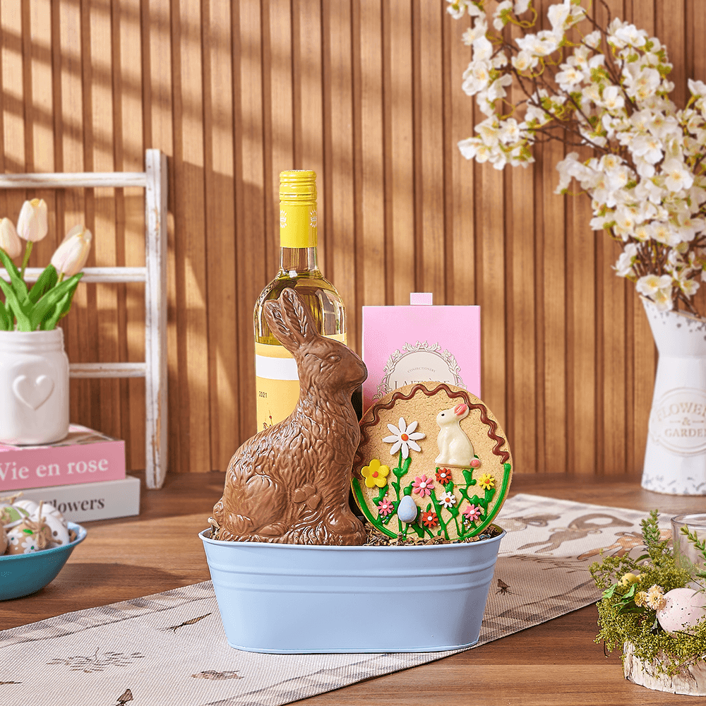 Easter Wine &amp; Chocolate Bunny Gift, wine gift, wine, chocolate gift, chocolate, easter gift, easter, Rhode Island delivery