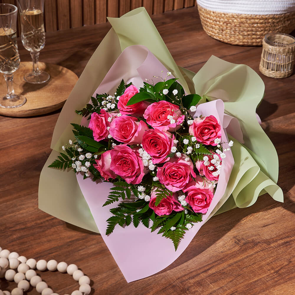 Enduring Pink Rose Gift, flower gift basket, flower, bouquet gift, bouquet, rose gift, rose, Rhode Island delivery