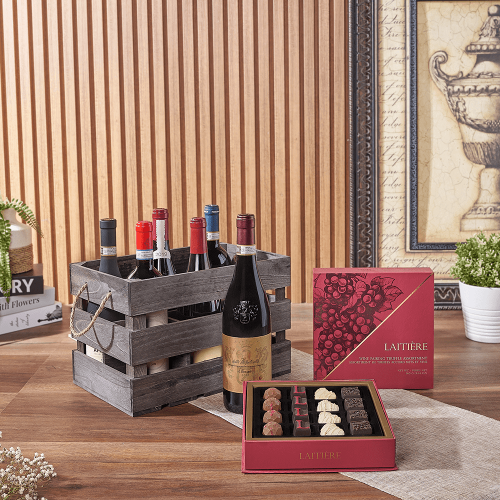 Exceptional Wine Gift Crate - Premium Wines, wine gift, wine, chocolate gift, chocolate, luxury gift, luxury, Rhode Island delivery