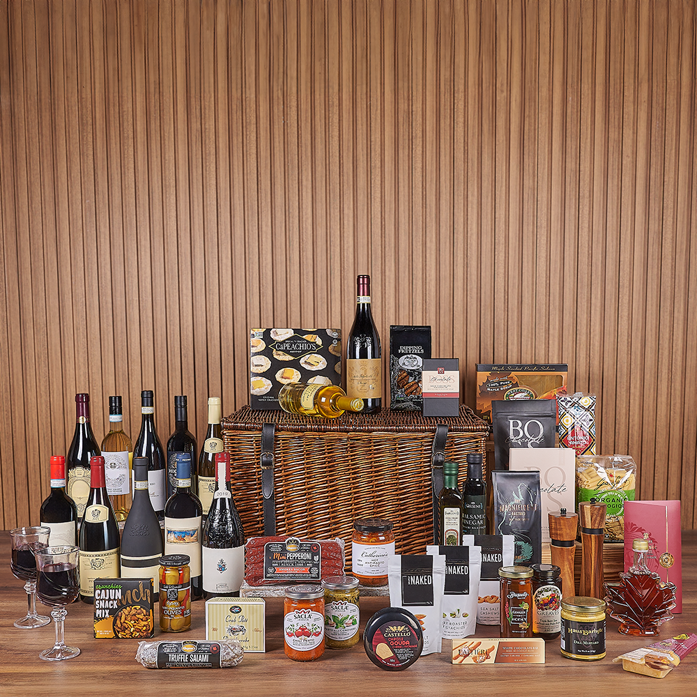 Indulge in the Exquisite Wine &amp; Goodie Basket from Rhode Island Basket to Rhode Island delivery