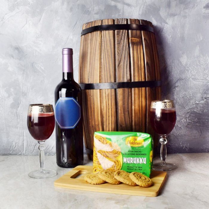 Diwali Festive Wine Gift Basket – how the gift is presented
