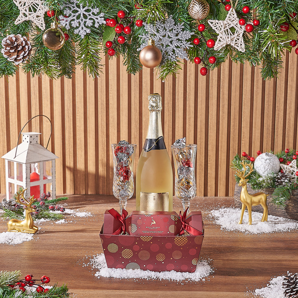 Festive Truffles & Champagne Set, champagne gift, champagne, sparkling wine gift, sparkling wine, chocolate gift, chocolate, Christmas gift, Christmas, Rhode Island delivery