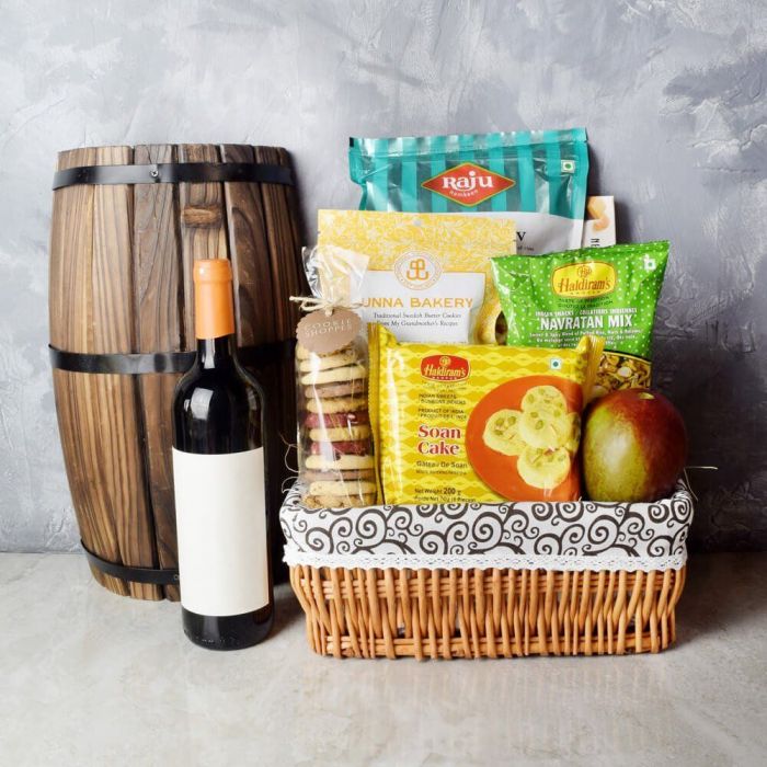 Flavors Of Diwali Gift Basket With Wine from Rhode Island Baskets - Rhode Island Delivery