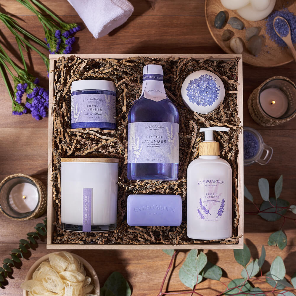 Fresh Lavender Spa Gift Crate, spa gift, spa, bath &amp; body gift, bath &amp; body, mothers day gift, mothers day, Rhode Island delivery