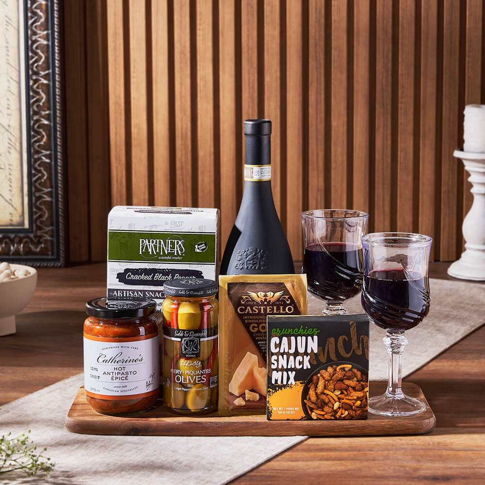 From Italy With Love Wine &amp; Cheese Gift Basket, wine gift, wine, cheese gift, cheese, appetizer gift, appetizer, Rhode Island delivery