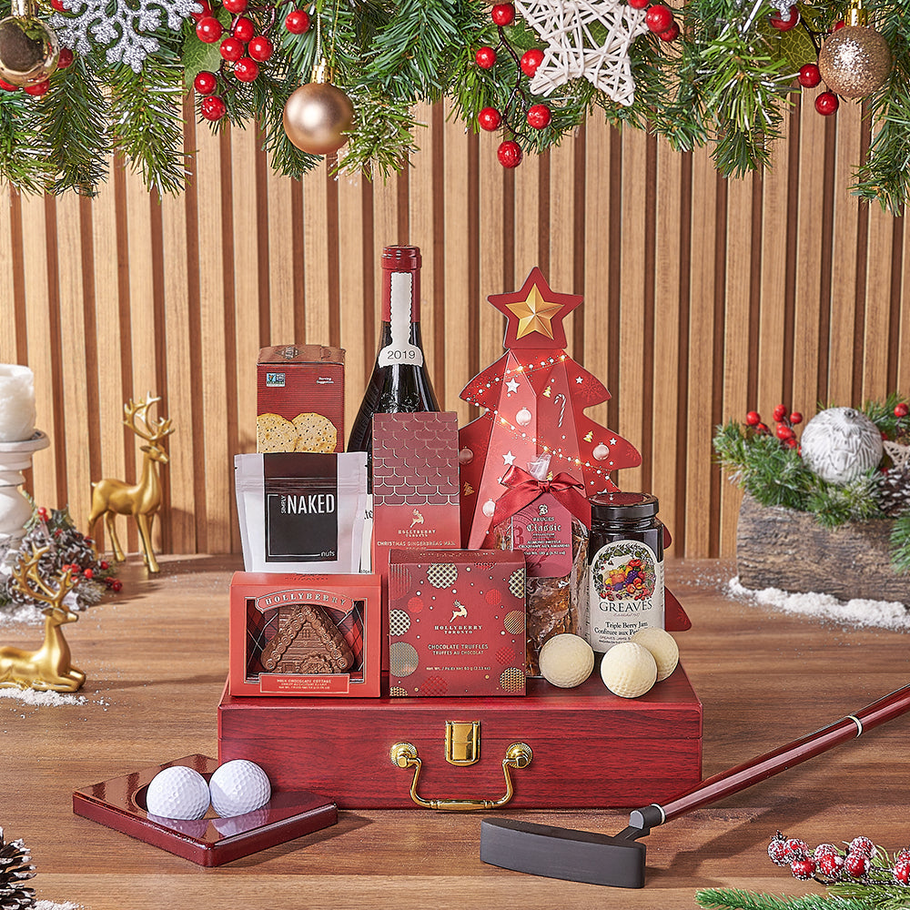 Holiday Wine with Crackers Gift – how the gift is presented