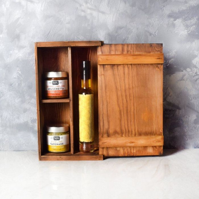 Artisan Tapenade Food Crate – how the gift is presented