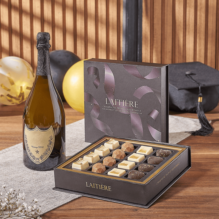 Graduation Champagne & Truffle Gift, graduation gift, graduation, champagne gift, champagne, sparkling wine gift, sparkling wine, chocolate gift, chocolate, Rhode Island delivery