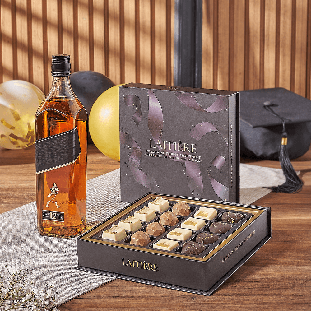 Graduation Spirits &amp; Truffle Gift, graduation gift, graduation, liquor gift, liquor, chocolate gift, chocolate, Rhode Island delivery