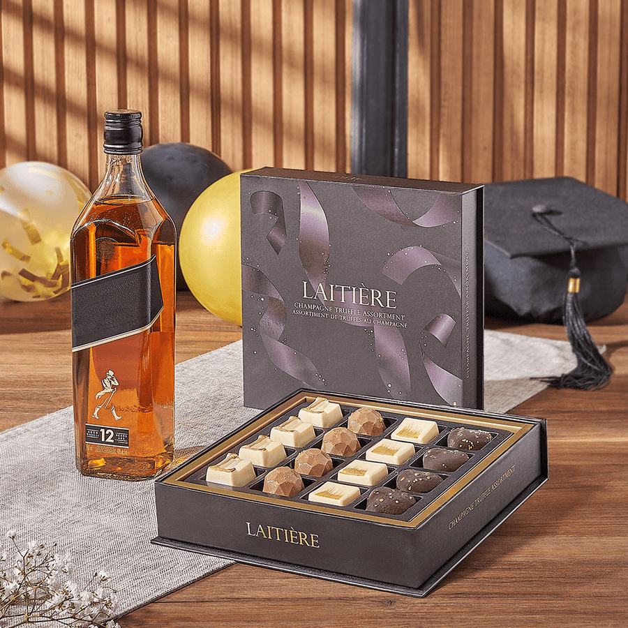 Graduation Spirits & Truffle Gift, graduation gift, graduation, liquor gift, liquor, chocolate gift, chocolate, Rhode Island delivery