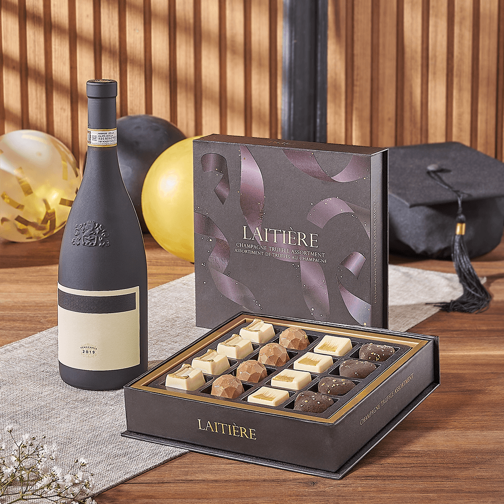 Graduation Wine & Truffle Gift, graduation gift, graduation, wine gift, wine, chocolate gift, chocolate, Rhode Island delivery