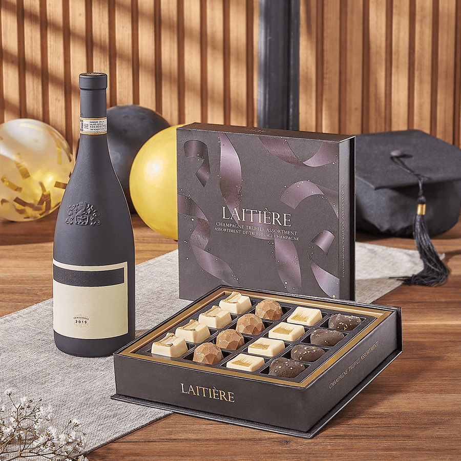 Graduation Wine & Truffle Gift, graduation gift, graduation, wine gift, wine, chocolate gift, chocolate, Rhode Island delivery