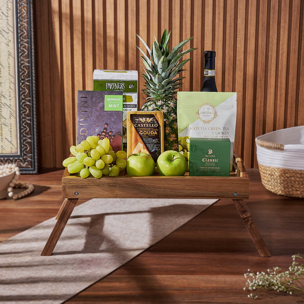 Green &amp; Bountiful Wine Gift Set, wine gift, wine, chocolate gift, chocolate, fruit gift, fruit, Rhode Island delivery