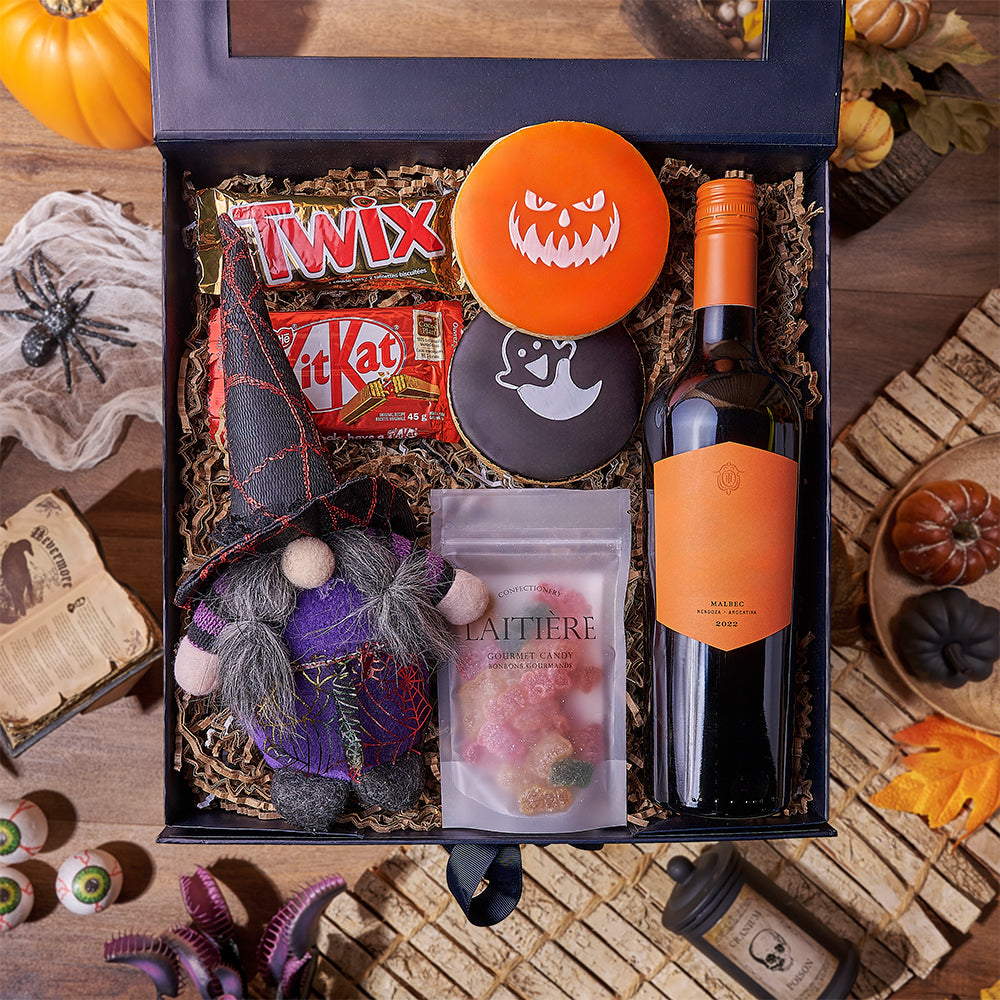 Halloween Wine &amp; Treats Box, wine gift, wine, cookie gift, cookie, halloween gift, halloween, Rhode Island delivery