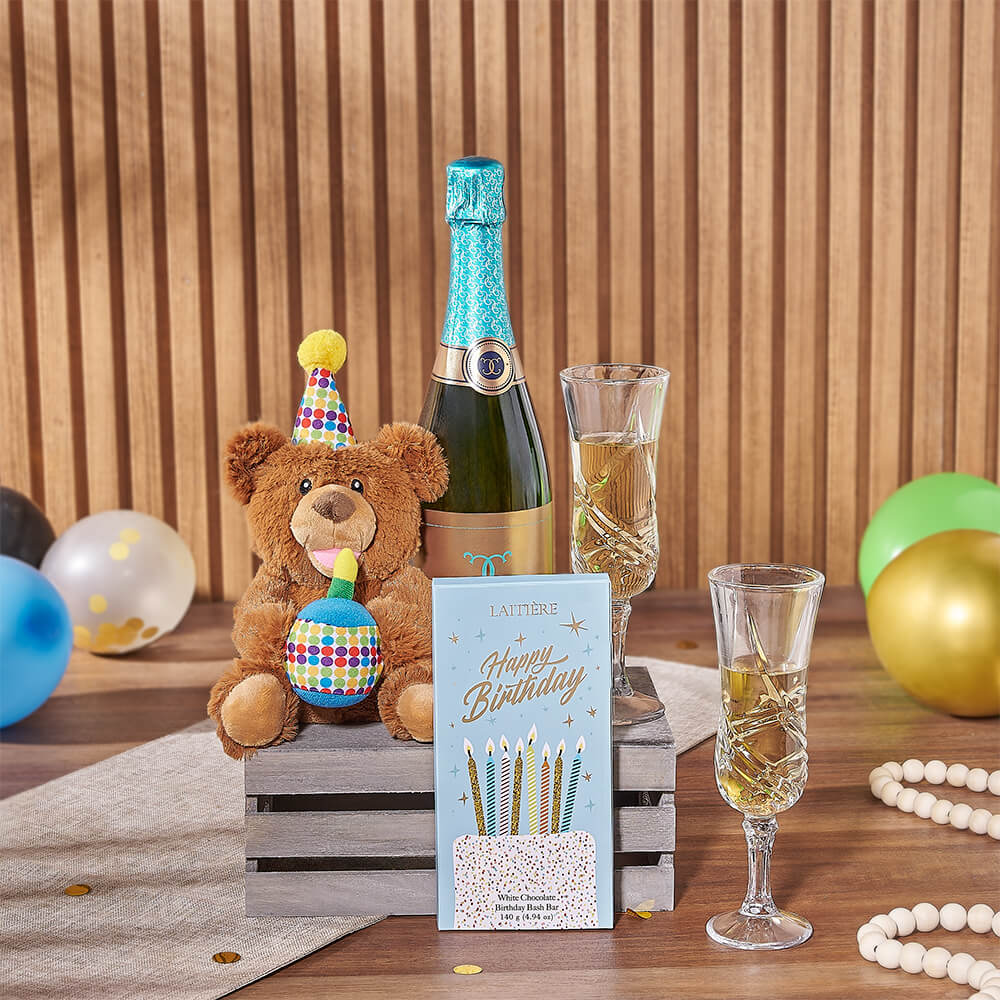 Happy Birthday Champagne &amp; Chocolate Crate, champagne gift, champagne, sparkling wine gift, sparkling wine, birthday gift, birthday, Rhode Island delivery