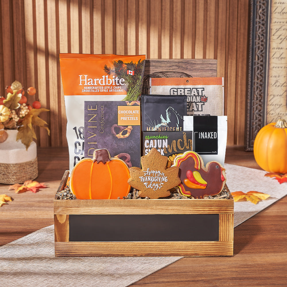 Thanksgiving Gourmet Snack Assortment Gift – how the gift is presented