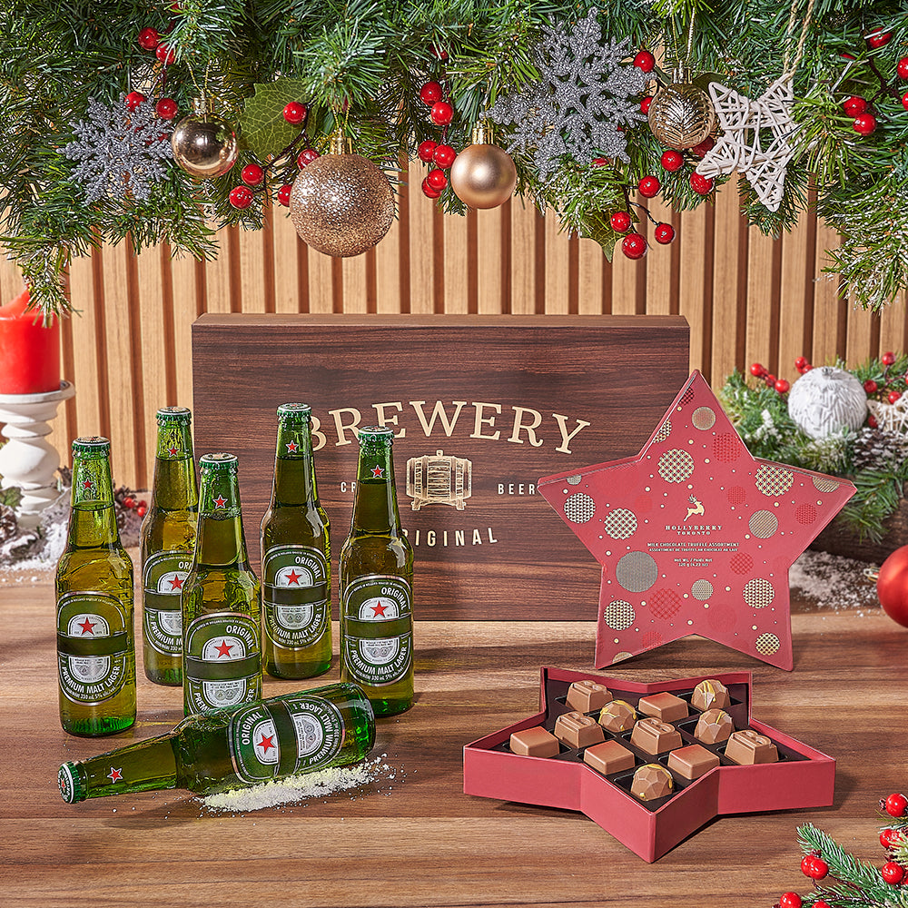 Holiday Beer &amp; Chocolates Set, beer gift, beer, chocolate gift, chocolate, christmas gift, christmas, Rhode Island delivery
