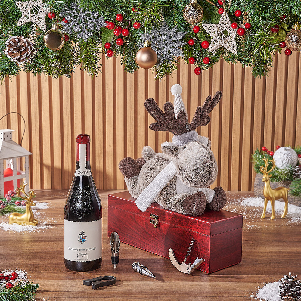 Holiday Reindeer &amp; Cheer Gift Set, wine gift, wine, christmas gift, christmas, Rhode Island delivery