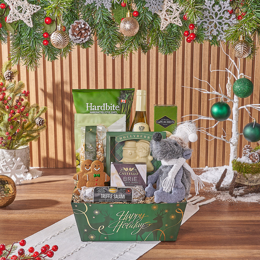 Holiday Wine & Charcuterie Gift Basket, christmas gift, christmas, chocolate gift, chocolate, cookie gift, cookie, wine gift, wine, Rhode Island delivery