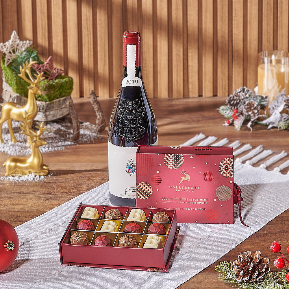 Holiday Wine &amp; Chocolate Gift, wine gift, wine, christmas gift, christmas, chocolate gift, chocolate, Rhode Island delivery
