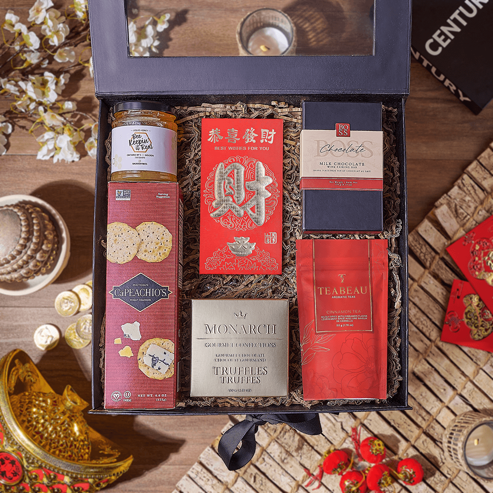 Lucky Tea &amp; Chocolate Gift Box, chinese new year gift, chinese new year, lunar new year gift, lunar new year, Rhode Island Delivery