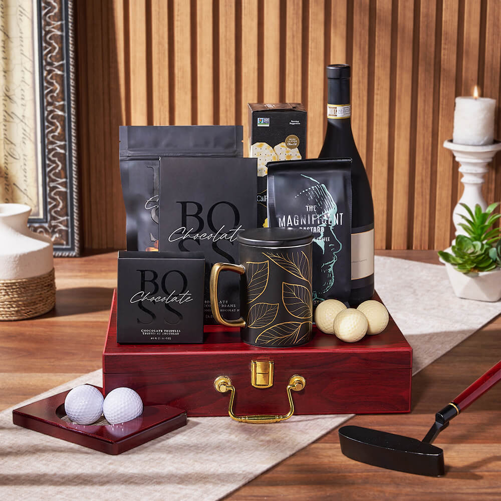 Luxe Putting &amp; Wine Gift Set from Rhode Island Baskets - Wine Gift Basket - Rhode Island Delivery