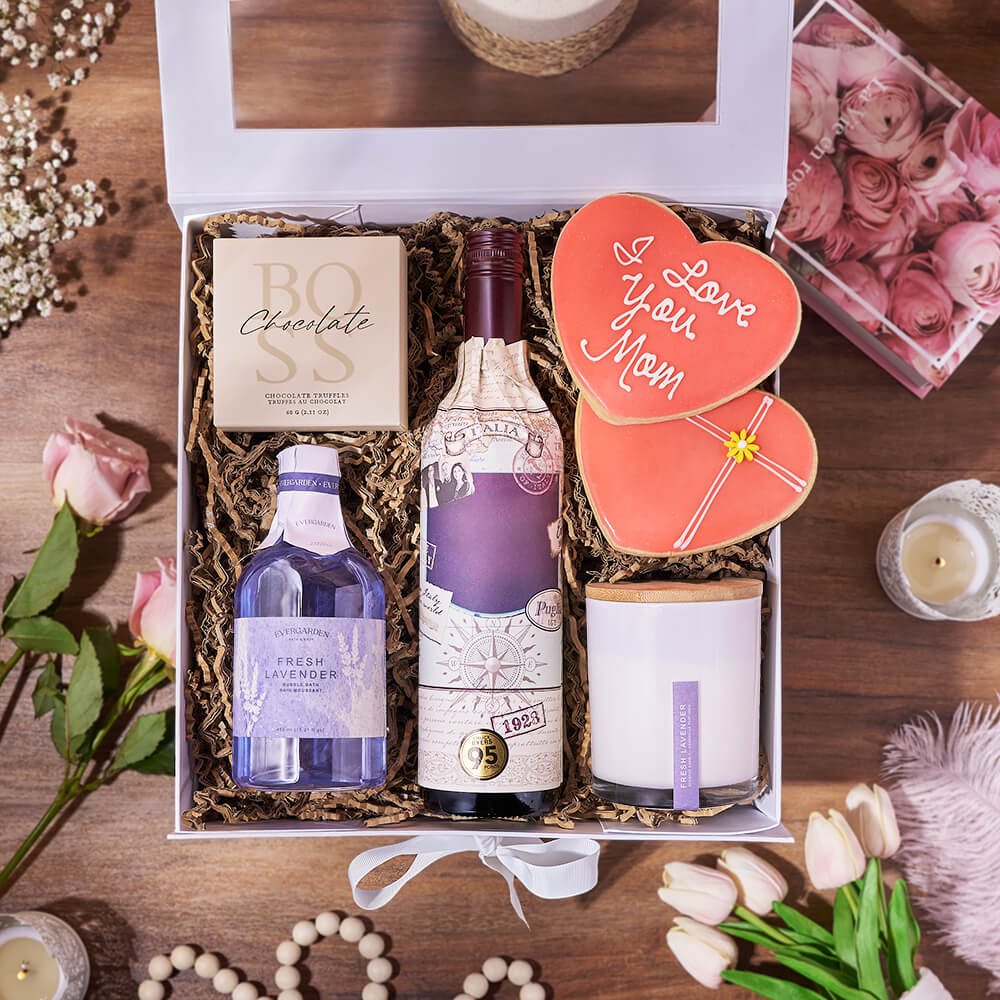 Luxurious Mother’s Day Spa Gift Box, mothers day gift, mothers day, spa gift, spa, wine gift, wine, bath & body gift, bath & body, Rhode Island delivery