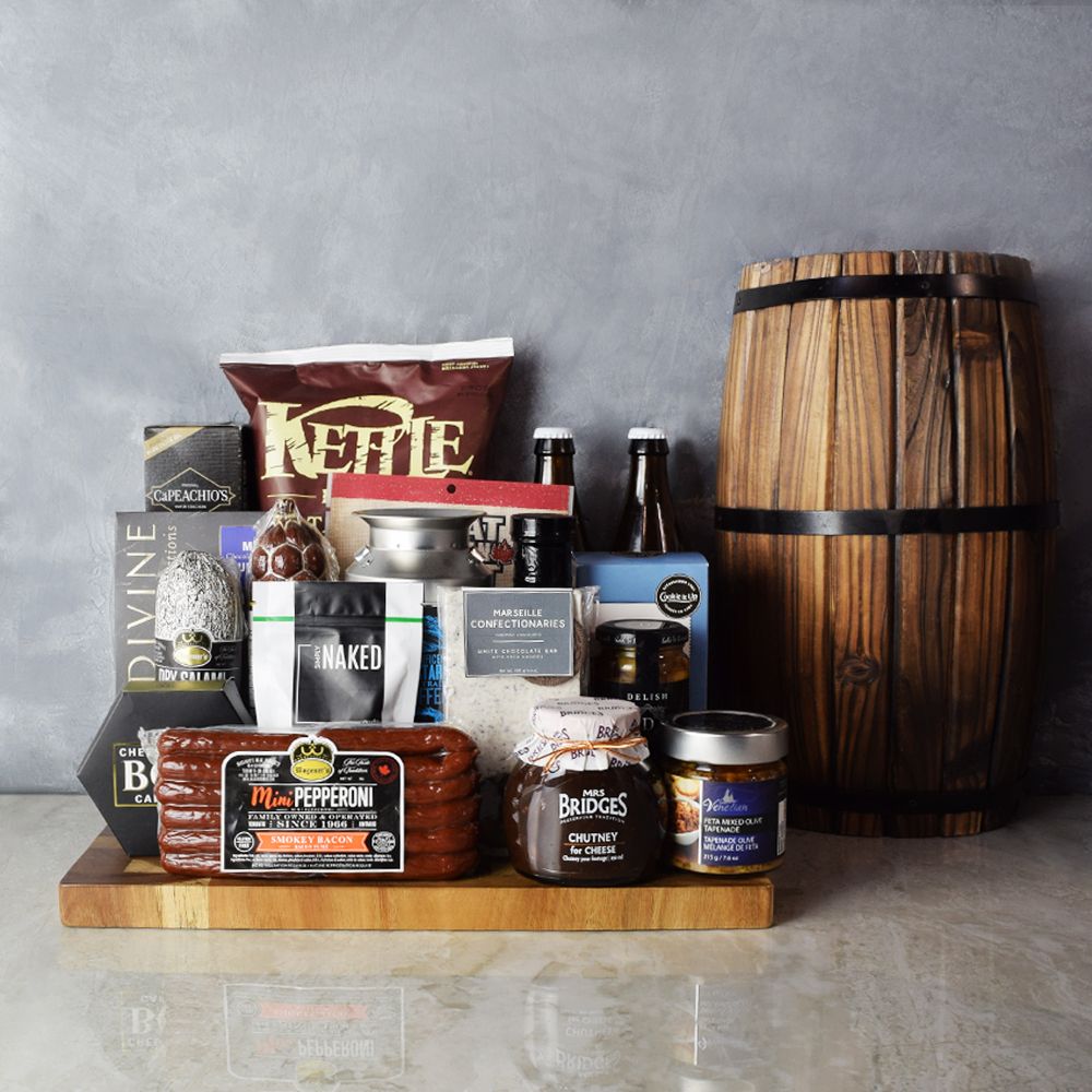 Meat &amp; Cheese for Two Gift Basket from Rhode Island Baskets - Beer Gift Basket - Rhode Island Delivery