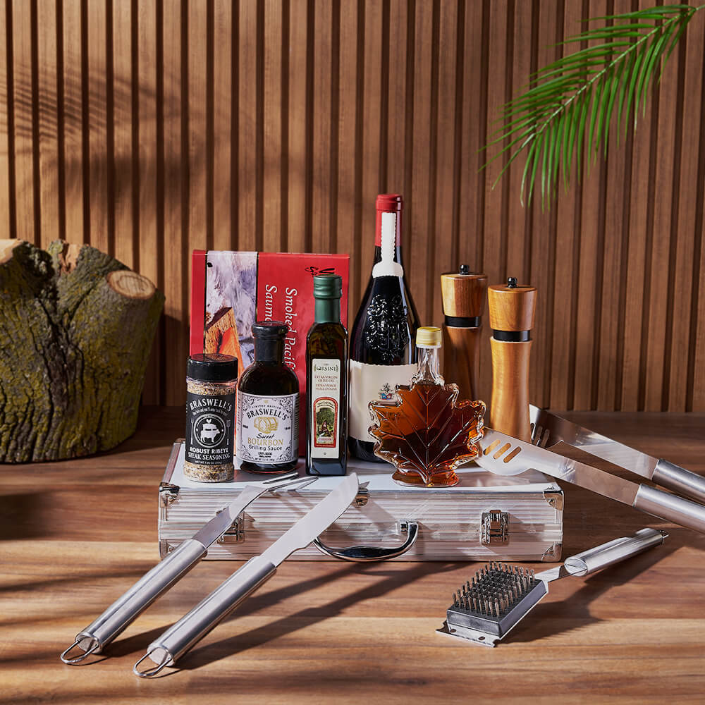 Wine with Grilling Gift Basket – how the gift is presented