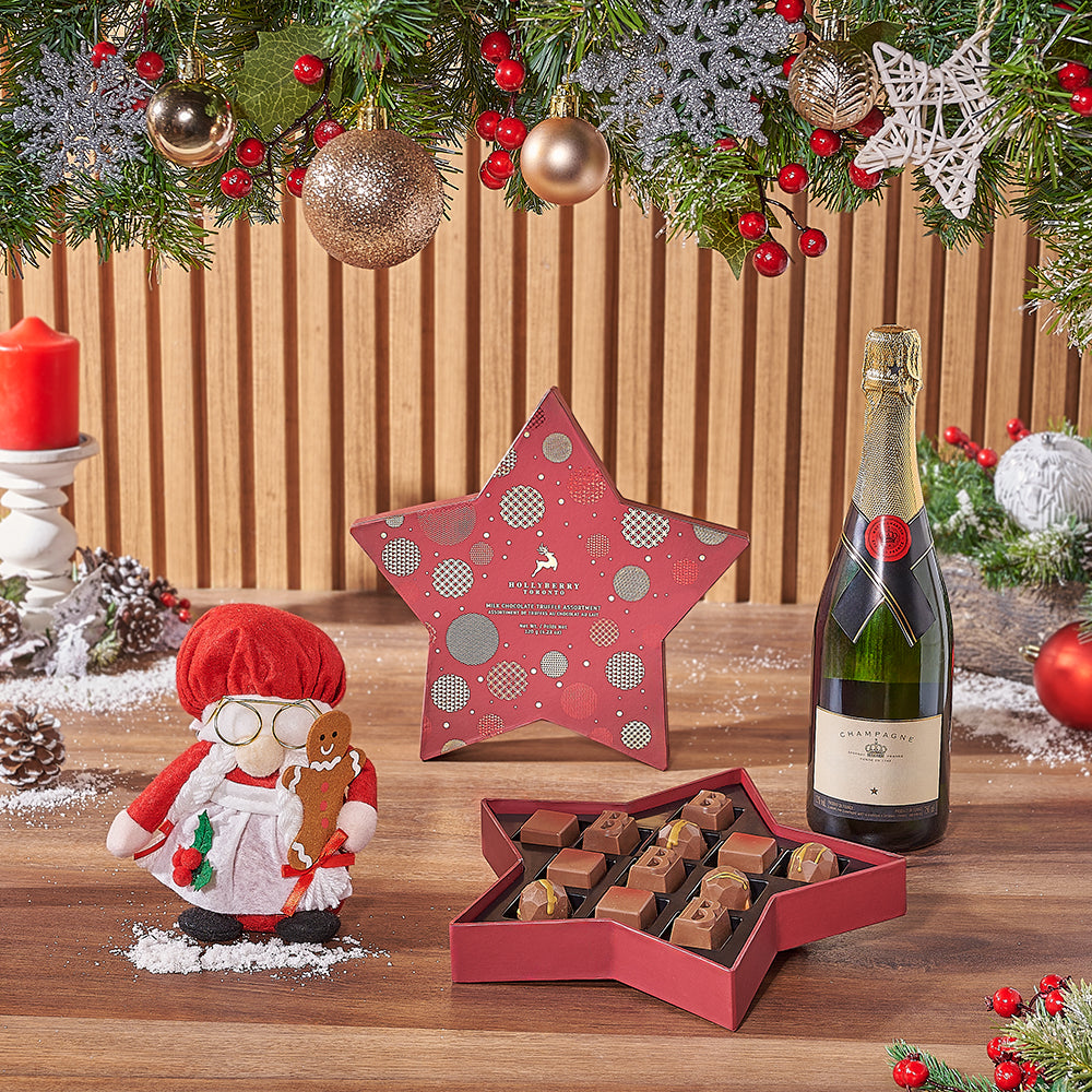 Mrs. Claus Champagne &amp; Chocolate Gift Set, Christmas gift, Christmas, chocolate gift, chocolate, Rhode Island delivery