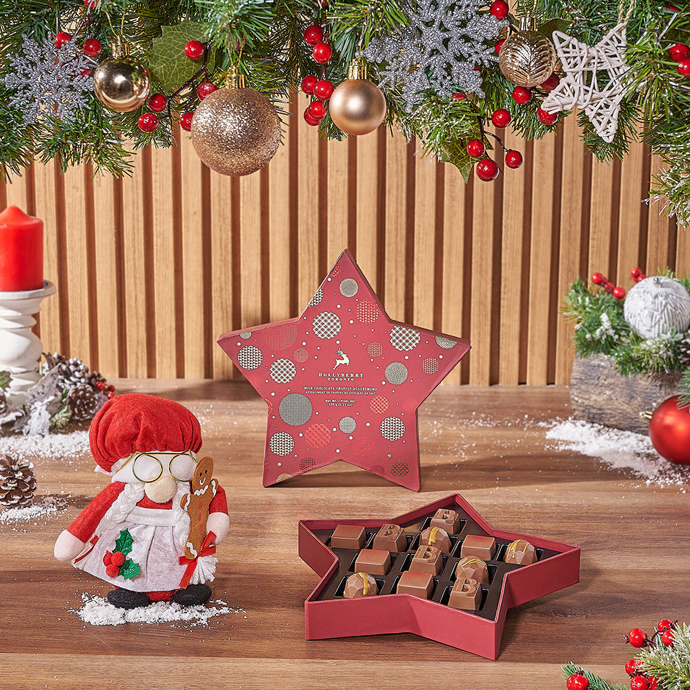 Mrs. Claus &amp; Gourmet Chocolates Gift Set, chocolate gift, chocolate, Christmas gift, Christmas, Rhode Island delivery