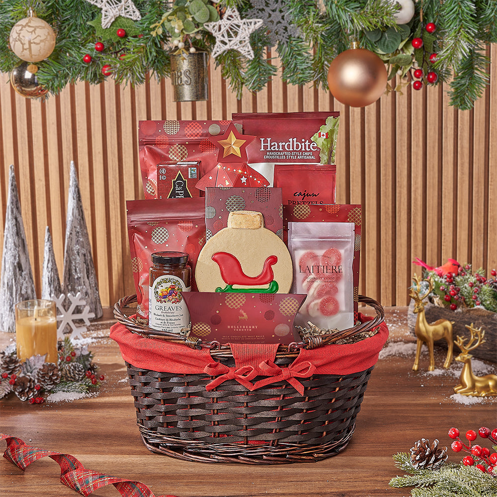 Holiday Assorted Snacks Gift Basket – how the gift is presented