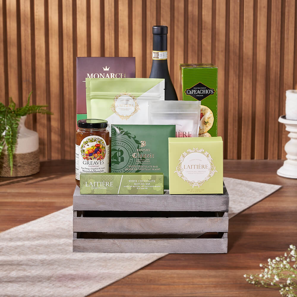 Oakridge Wine &amp; Snack Gift Crate, wine gift, wine, chocolate gift, chocolate, cookie gift, cookie, Rhode Island delivery