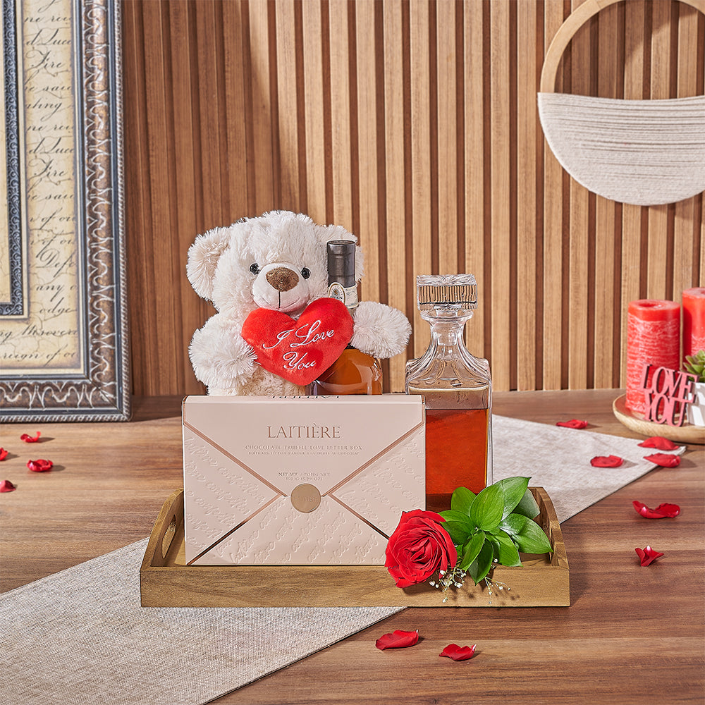 Truffles and Whiskey Valentine's Gift – how the gift is presented
