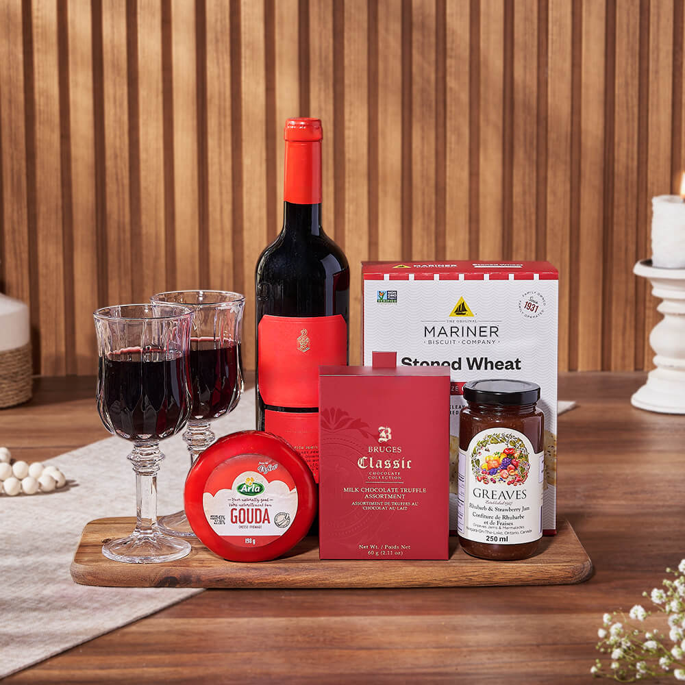 Wine and Cheese Entertaining Set – how the gift is presented