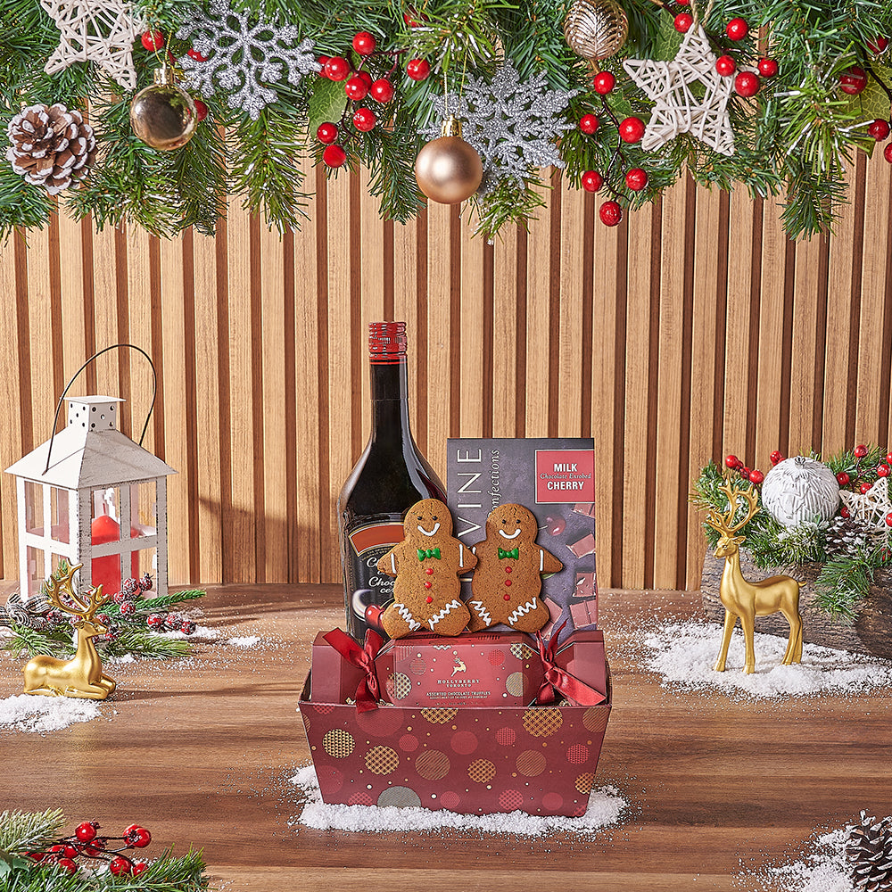 Red Sweets &amp; Spirits Gift Set, liquor gift, liquor, chocolate gift, chocolate, christmas gift, christmas, Rhode Island delivery