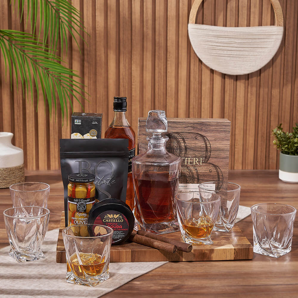 Royal Cigar &amp; Liquor Gift Set from Rhode Island Baskets - Liquor Gift Basket - Rhode Island Delivery
