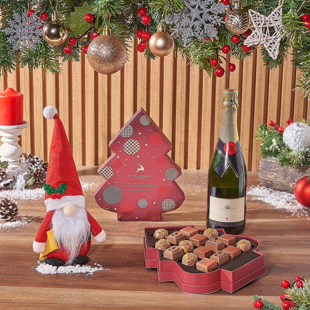 Santa &amp; Gourmet Chocolates with Champagne Gift Set, Christmas gift, Christmas, chocolate gift, chocolate, sparkling wine gift, sparkling wine, Rhode Island delivery