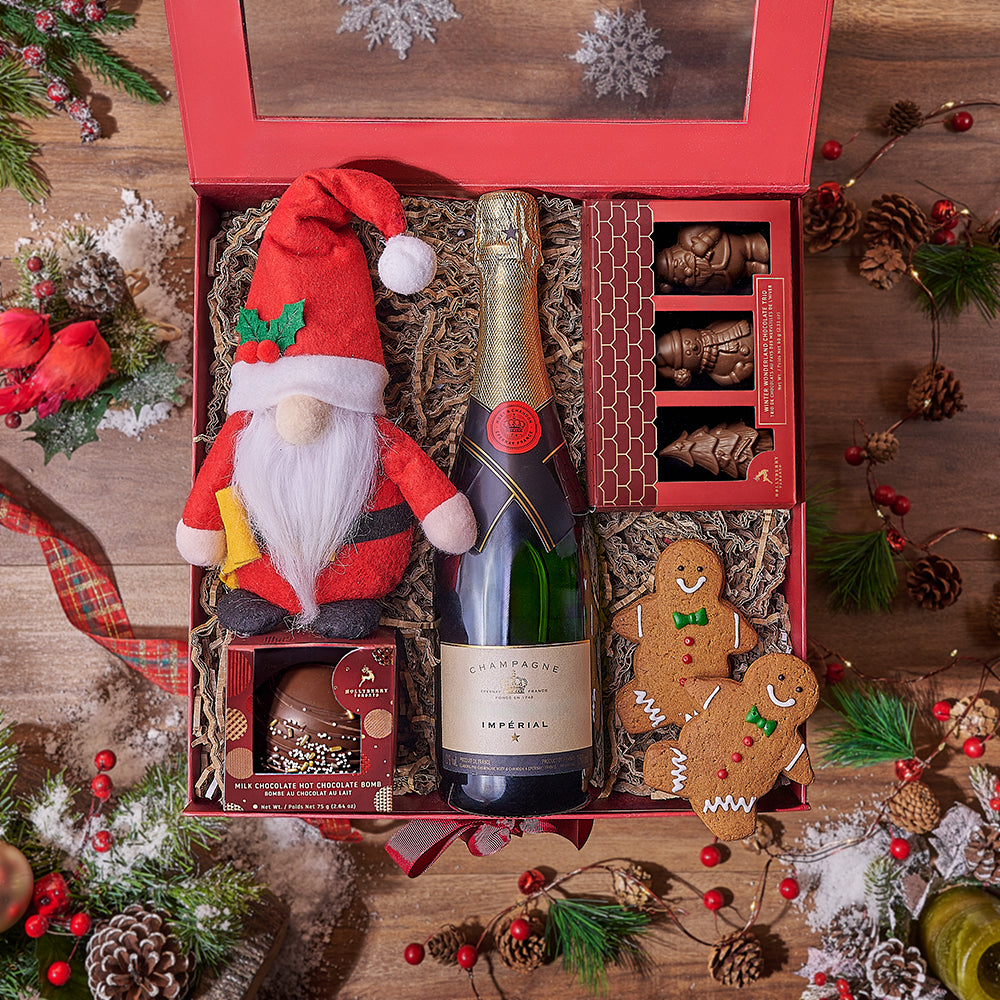 Sparkling Wine Holiday Treat Box – how the gift is presented