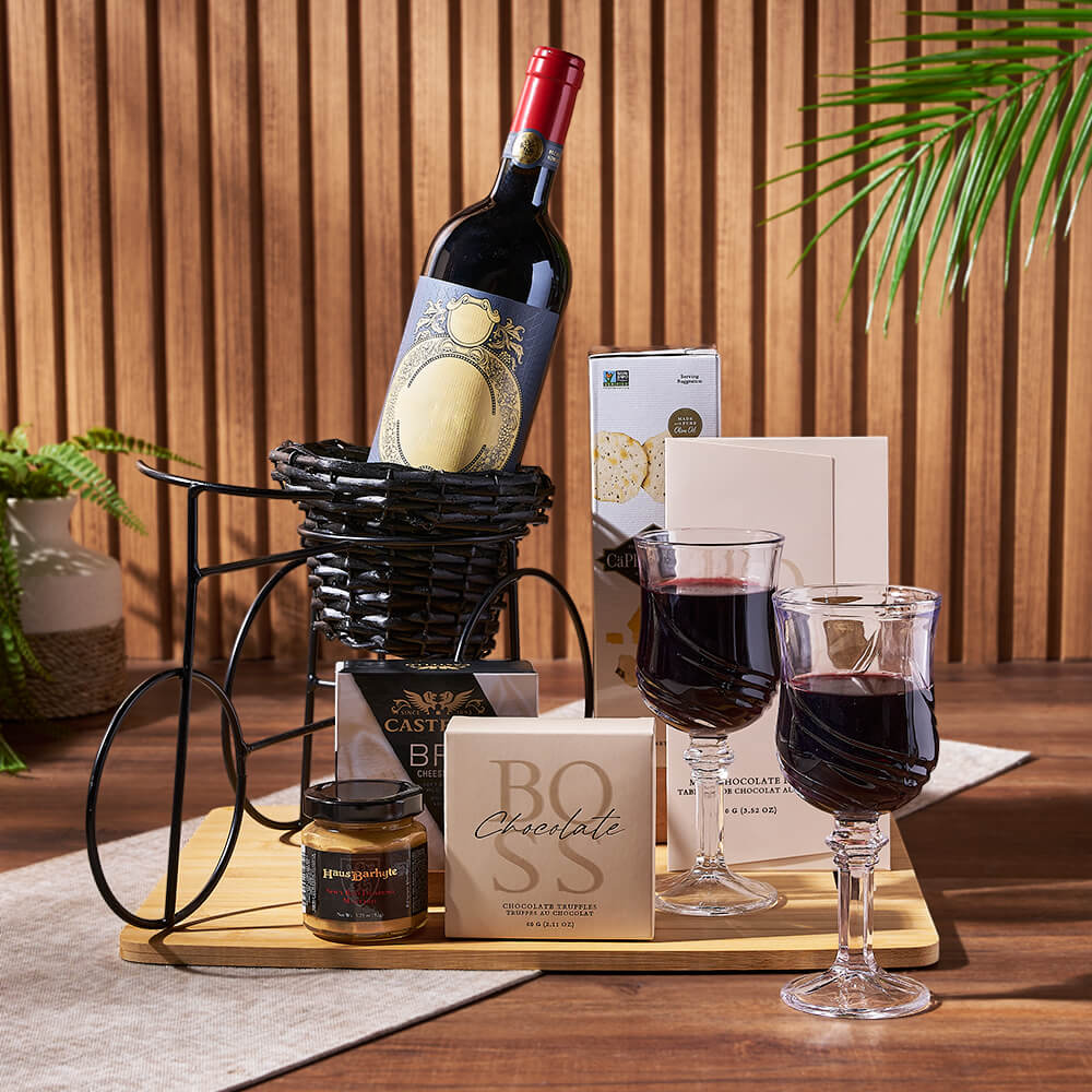 Sensational Wine &amp; Treats for Two Gift from Rhode Island Baskets - Wine Gift Set - Rhode Island Delivery