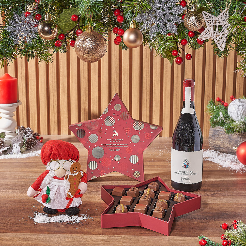 Chocolate Truffle and Wine Gift – how the gift is presented