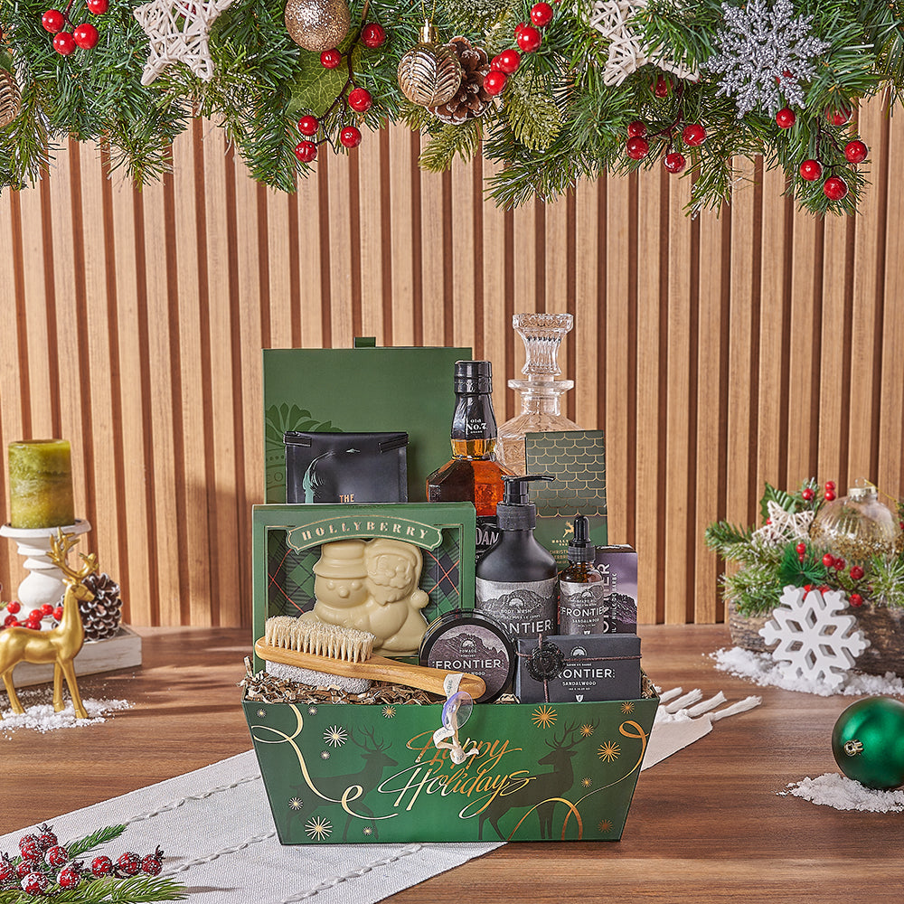 Spirits & Spa Holiday Gift Set, liquor gift, liquor, spa gift, spa, chocolate gift, chocolate, Christmas gift, Christmas, Rhode Island delivery