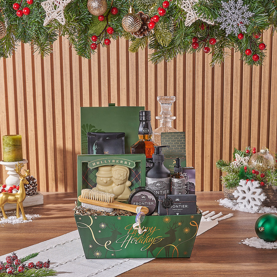 Spirits & Spa Holiday Gift Set, liquor gift, liquor, spa gift, spa, chocolate gift, chocolate, Christmas gift, Christmas, Rhode Island delivery