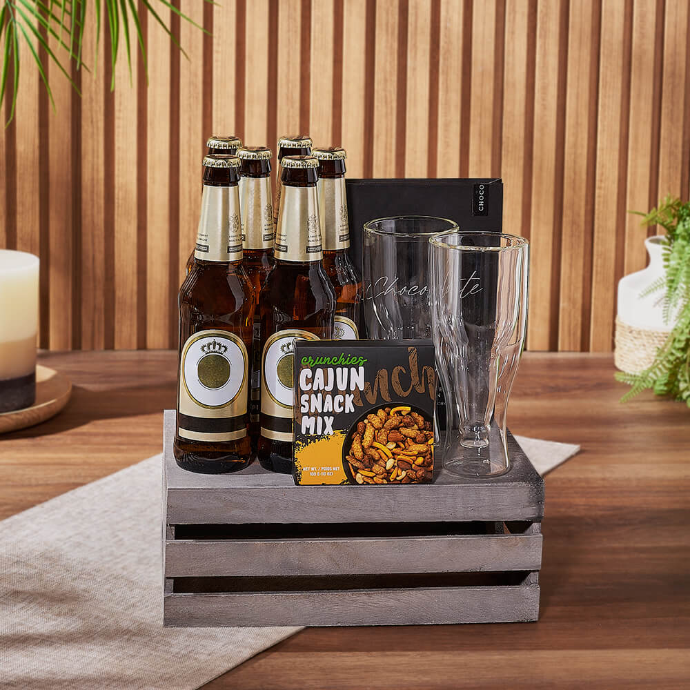 St. James Town Beer &amp; Snack Basket - from Rhode Island Baskets - Beer Gift Set - Rhode Island Delivery