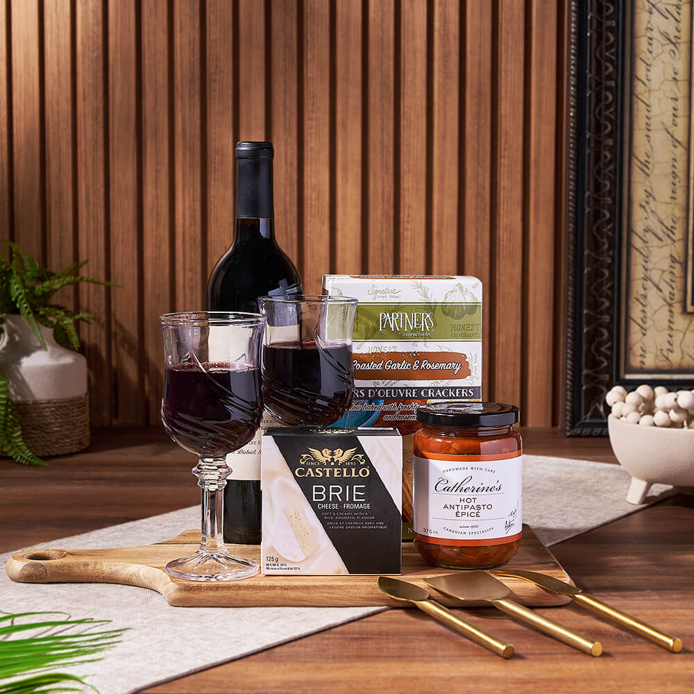 Start Spreading the News Wine &amp; Cheese Gift Basket from Rhode Island Baskets - Wine Gift Set - Rhode Island Delivery
